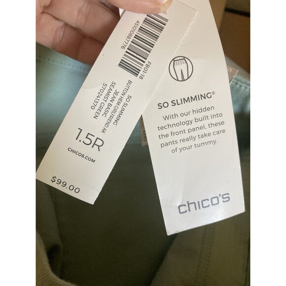 Chico's 10R Women's So Slimming Girlfriend Leg Ankle Green Blue Pants 1.5R New - Picture 8 of 12